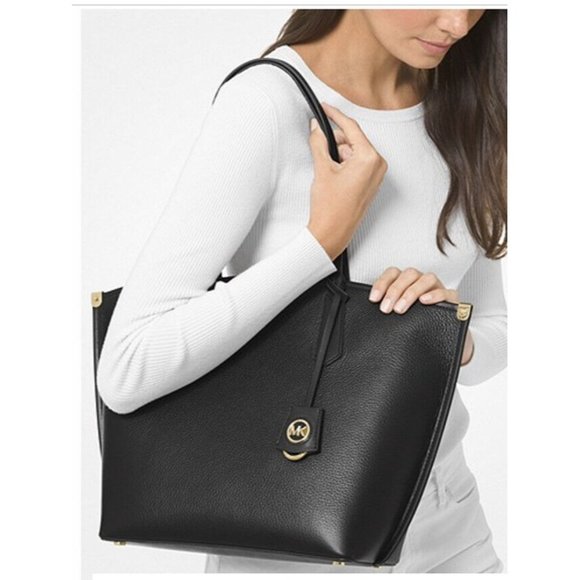 MICHAEL KORS Jane Large Pebbled Leather Tote Bag - BLACK NWT - Picture 3 of 10